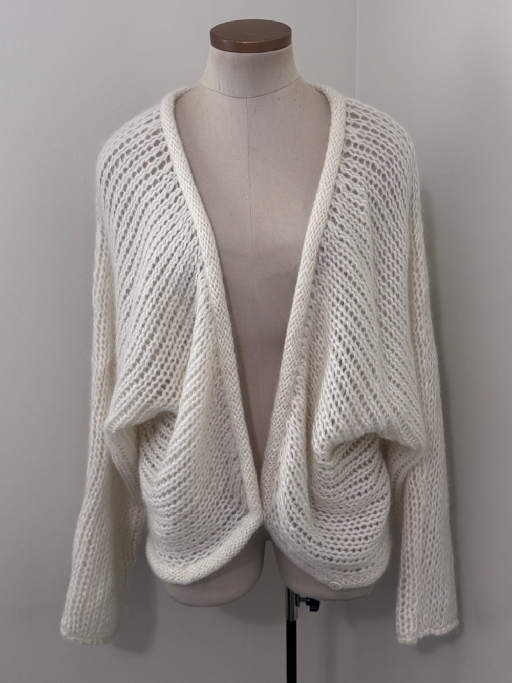 Forte Forte II Cream Mohair Blend Plunging Oversized Cardigan Sweater Medium